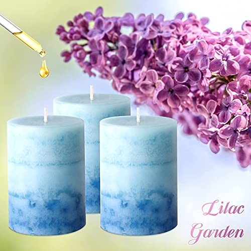 Lilac Garden Scented Pillar Candles - Long-Lasting Wedding Decorations 3x4 Blue gallery