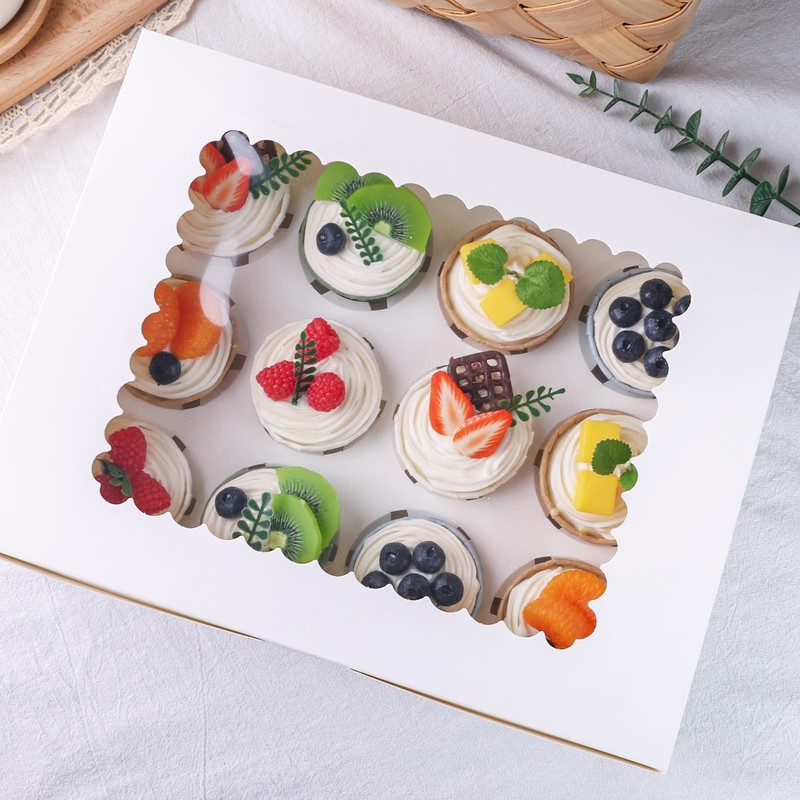 6PCS White 12-Count Cupcake Containers, Holds 72 Total, Window, Pastry Box gallery