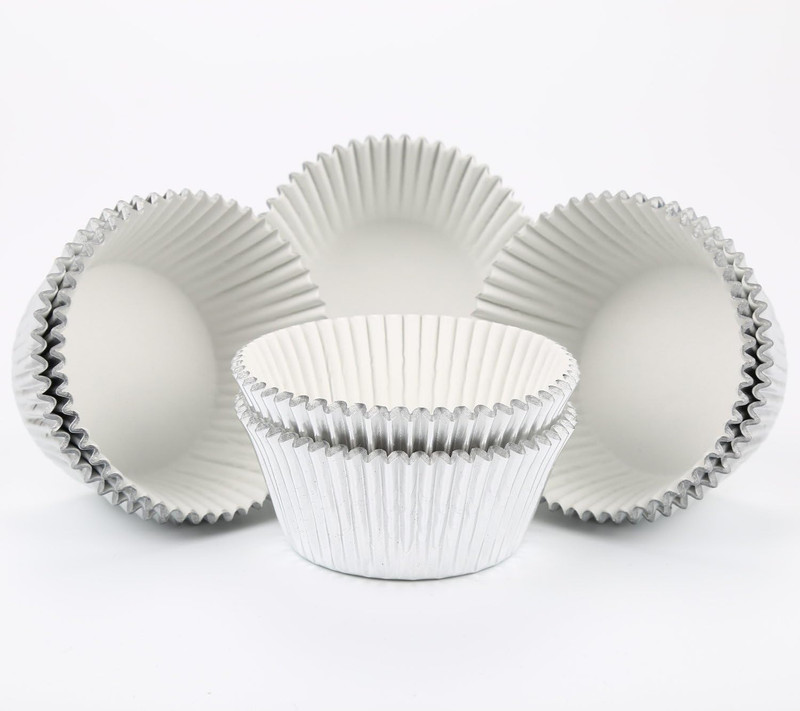 Standard Silver Foil Cupcake Liners Metallic Paper Muffin Baking Cups 200-Count gallery