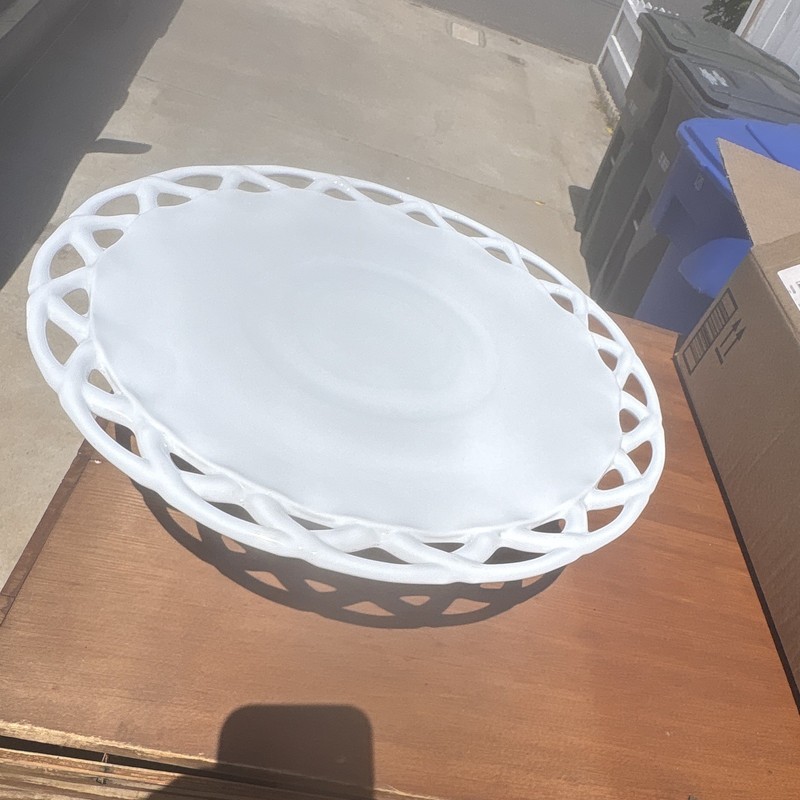 White Round Ceramic Pedestal Cake Stand, Glossy Solid, 12 in, 1 Tier gallery