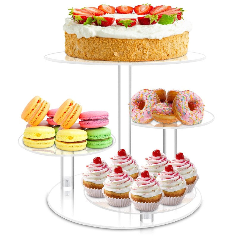 Cupcake Stand, 4 Tier Acrylic Cake Stand, Round Cake and Cupcake Stand Combo,…