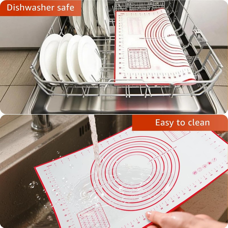 Silicone Baking Mat - 0.7mm New Upgraded Non-slip and 24"L x 16"W, Red gallery