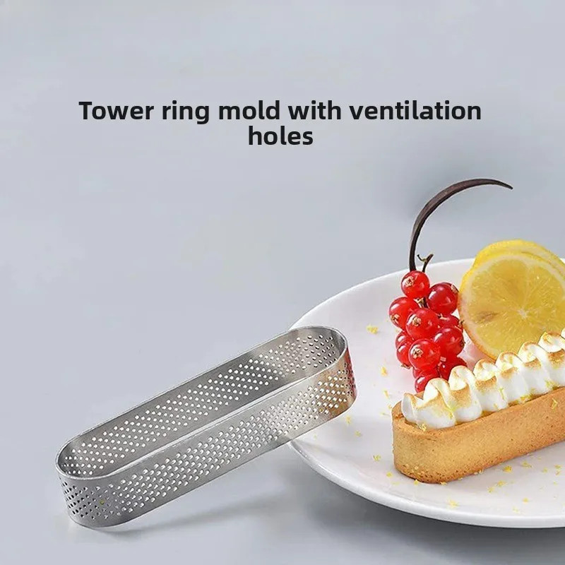 Stainless steel oval tower ring with holes French cake mold burrito ring rice... gallery