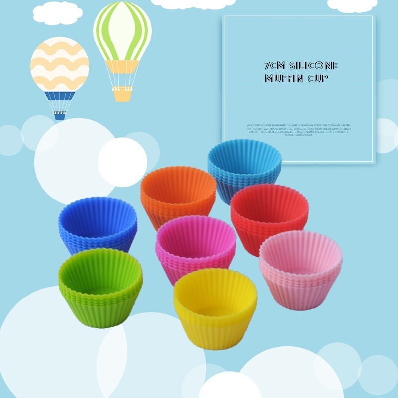 12pcs Silicone muffin cup round 7cmsmall cake mold 8 color baking muffin cup gallery