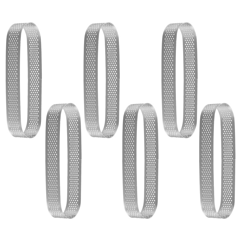 6PCS Oval Tart Stainless Steel Perforated Mold Mousse French Dessert Cake2199