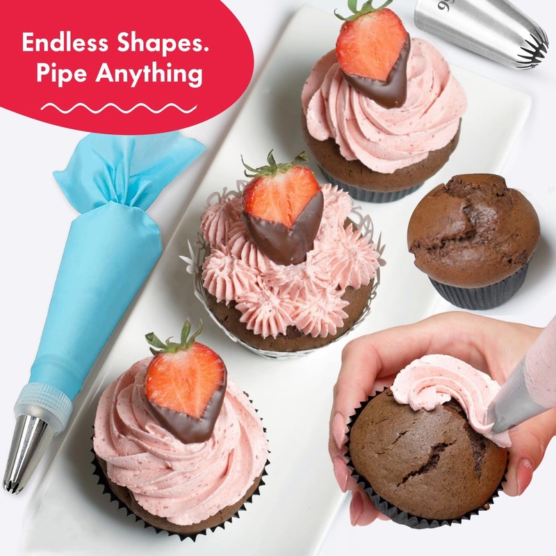15PCS Reusable Piping Bags and Tips Set - Cake Decorating Kit with 8 Stainles... gallery