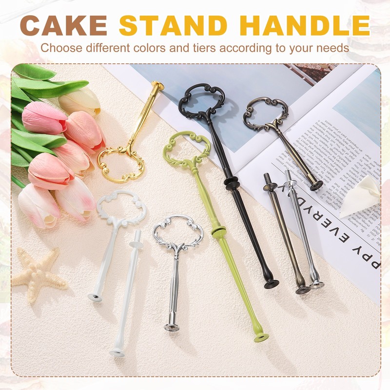 3Set 2-Tiers Cake Tray Stand Handle for Cake Plate, Green(Flower) gallery