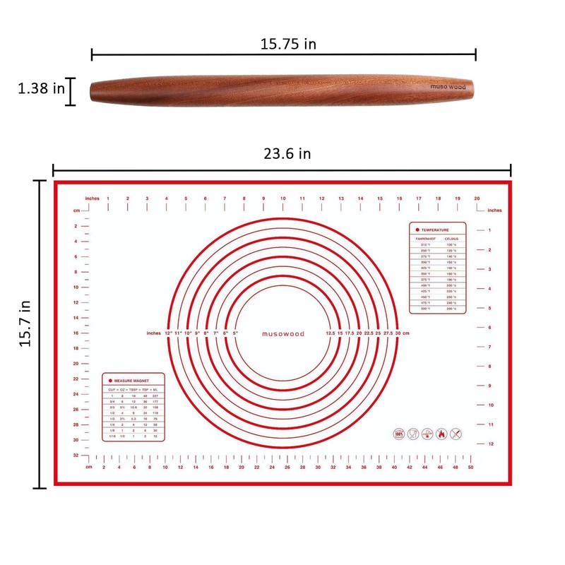 Sapele Wooden Dowel Rolling Pin Tapered Roller For Fondant Pie Crust 15 Inch gallery