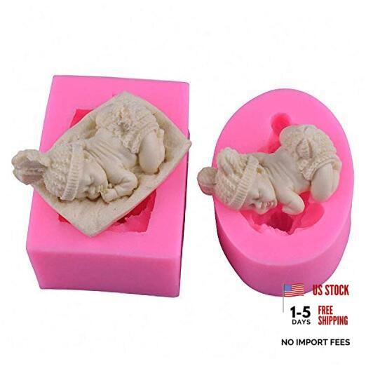 2Pcs 3D Sleeping Baby Silicone Chocolate Candy Fondant Mold Handmade Soap