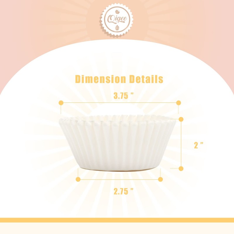 qiqee 300 Count Jumbo Cupcake Liners White Muffin Liners Food Grade Baking Cu... gallery