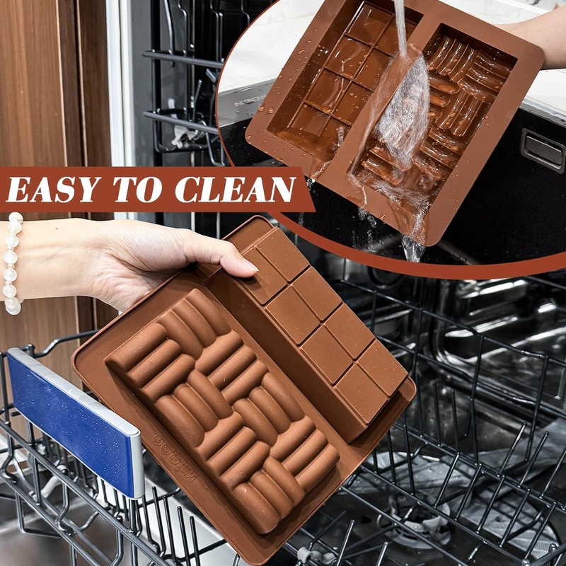 Dubai Chocolate Bar Molds 2 Pack 1 Inch Deep Silicone Chocolate Molds for Stu... gallery