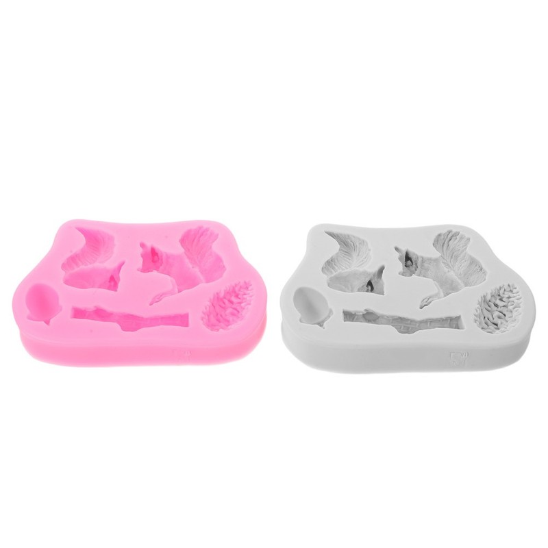 2 Pcs Squirrel Silicone Mold Chocolate Molds Cute Animals Candy Acorn
