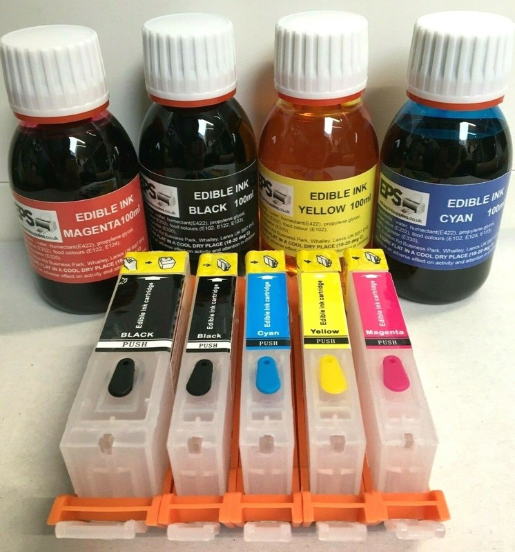 EPS Edible Ink Set & Refillable Cartridges Bundle Canon TS5050 TS5051 Printer