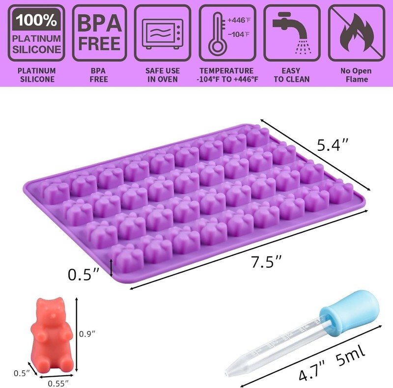 Fun & Practical 2ml Gummy Bear Molds in Blue & Purple - Family-Friendly Fun! gallery