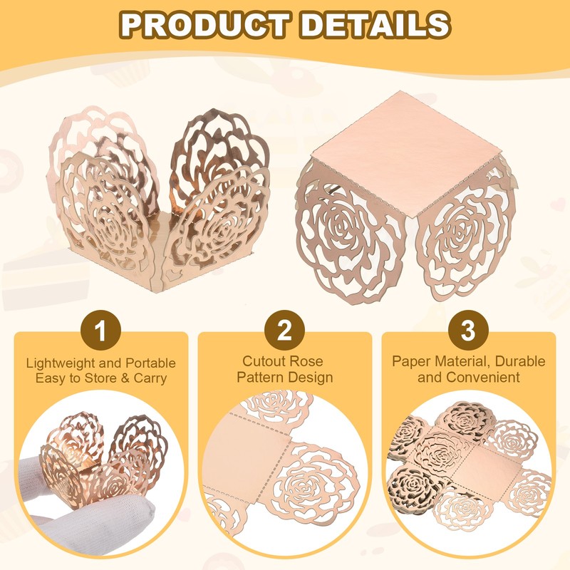 25PCS 4 Inch Truffle Wrappers for Wedding Birthday, Rose Gold gallery