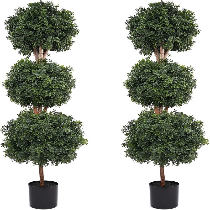 Comuster 47In Artificial Three-Ball Boxwood Planting Garden Tree 4Ft Artificial