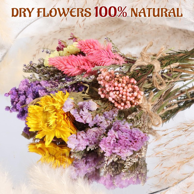 Vaipi 10 Pack Dried Flower Bouquets Various Dried Flower Combinations Stem Mini gallery