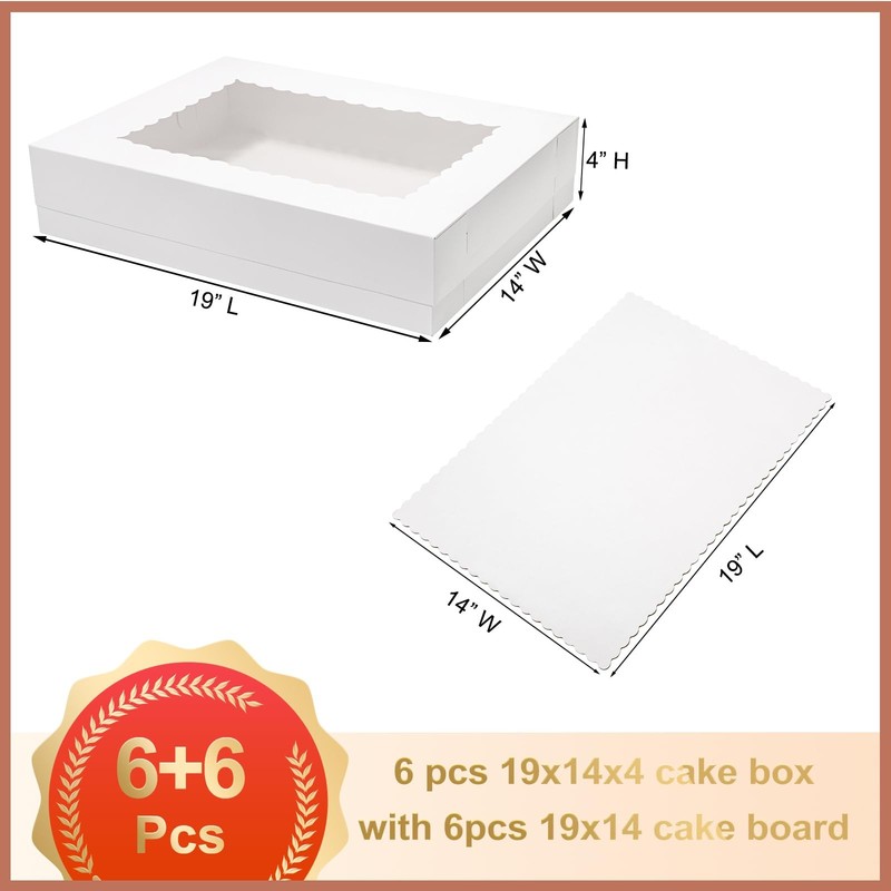 6pcs 19x14x4 Half Sheet Cake Boxes with 6pcs Cake Boards Rectangle 1/2 Sheet ... gallery