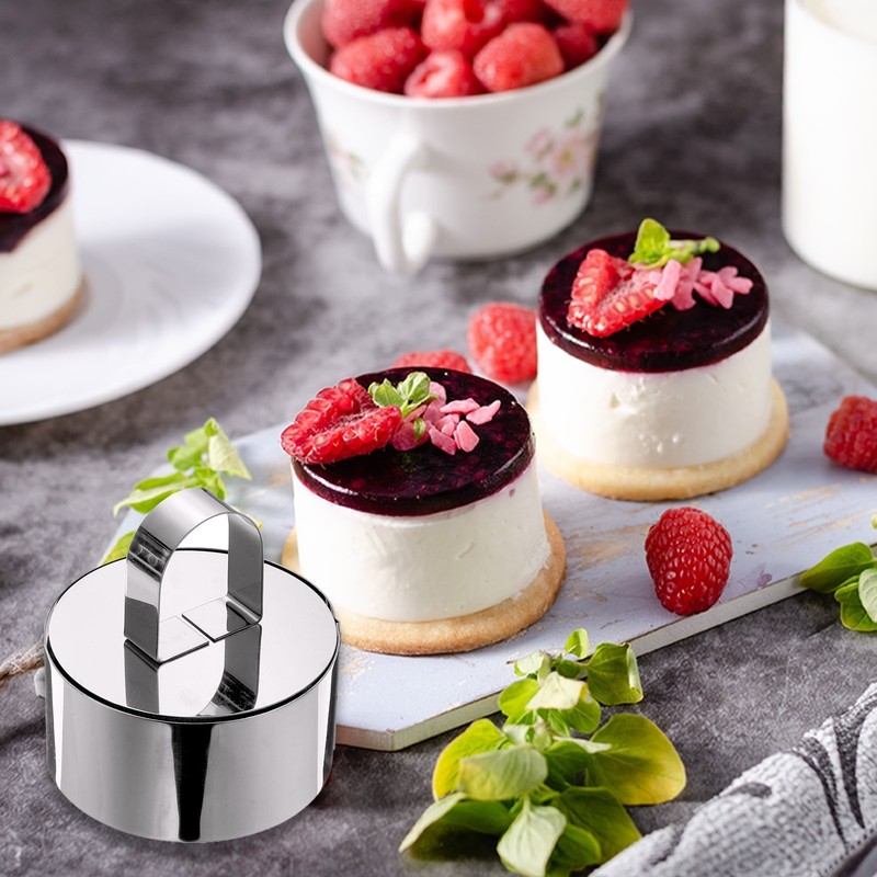 Set of 6 Stainless Steel Cake Rings Mousse Rings Rice Ball Molds with Push Plate gallery
