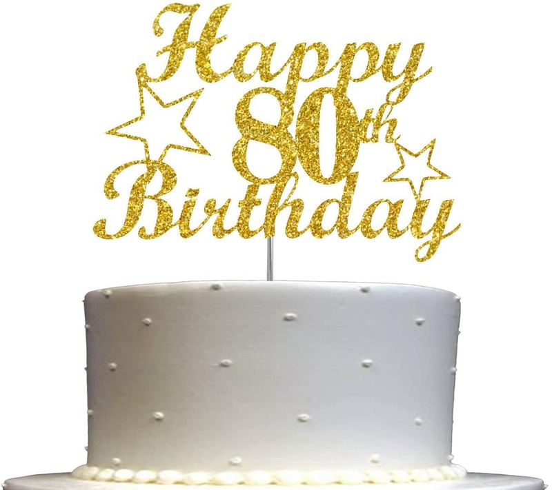 80 Birthday Cake Topper Gold Glitter, 80th Party Decoration Ideas gallery
