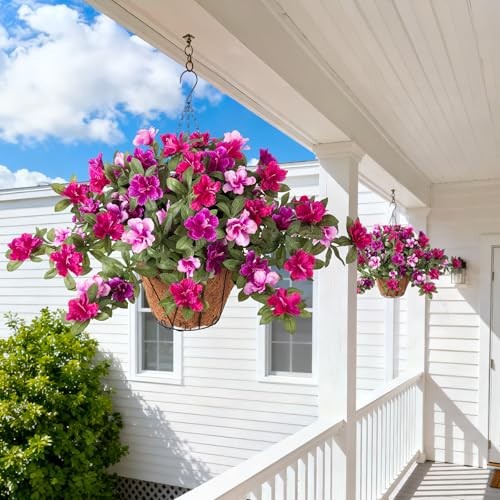 Artificial Hanging Flowers for Outdoors X-purple-red Pink Lotus With Basket gallery