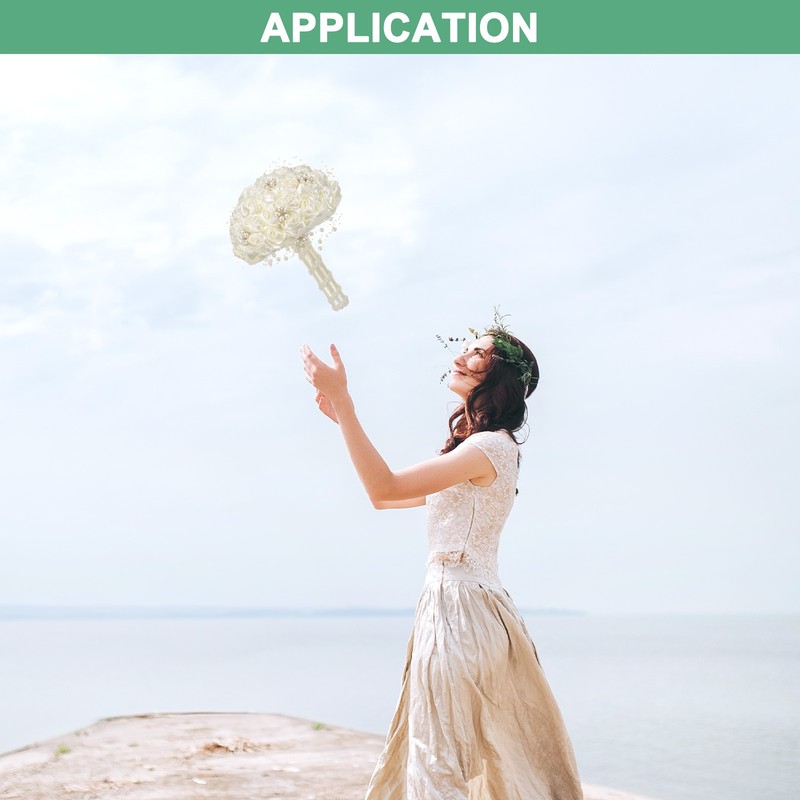 Wedding Bouquets for Bride, Artificial Rose Bouquet for Wedding[Cream White] gallery