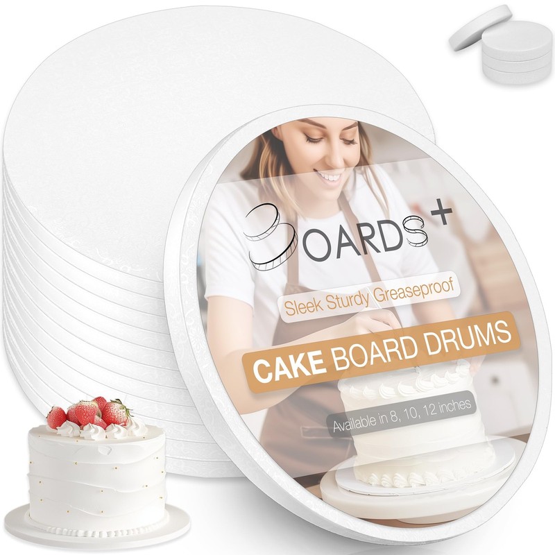 10 PCS Cake Drums 10 Inch Round 1/2 Inch Thick Greaseproof Board White