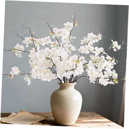 12 PCS Faux Cherry Blossom Branches Decor 18.11 Inch 12pcs-18.11 Inch White gallery