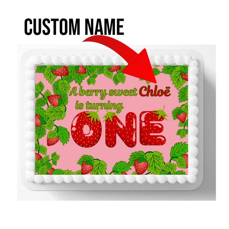 Sweet One Strawberry Custom Edible Image