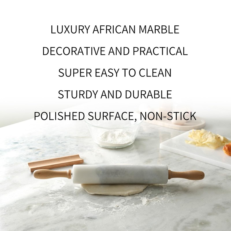 Koville Marble Rolling Pin, Non-Stick African Stone Polished 16", Namibia gallery