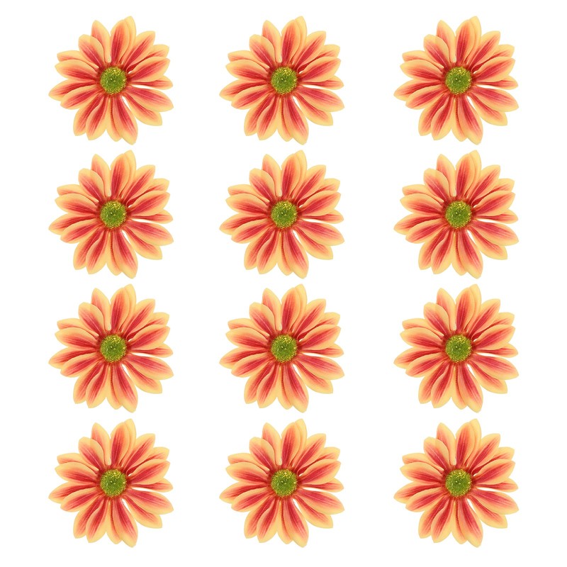 12 Pcs Artificial Daisies Flower Heads, Fake Chrysanthemum Heads, Red/Yellow