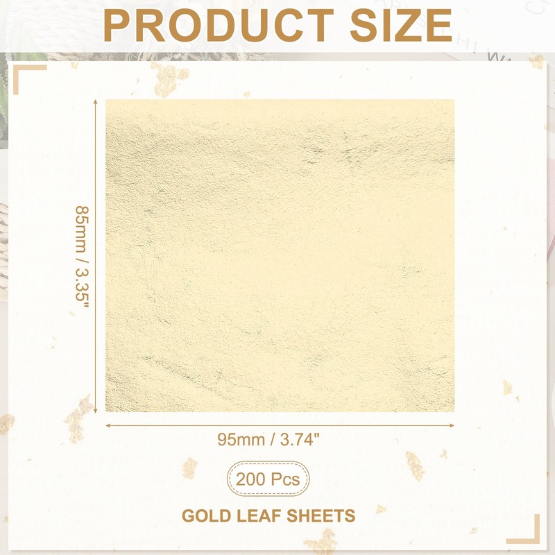 200Pcs 3.7"x3.4" Gold Leaf Sheet Foil Sheet Metallic Leaf Paper Champagne Silver gallery