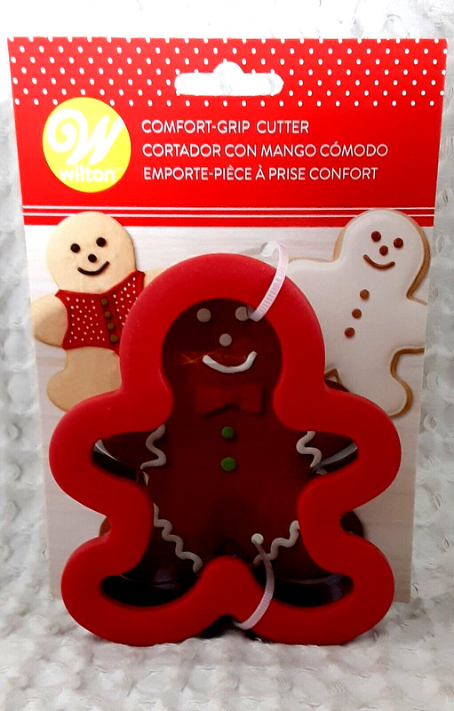 2 Wilton Comfort Grip Cookie Cutter GINGERBREAD MAN Red Christmas Holiday NEW gallery