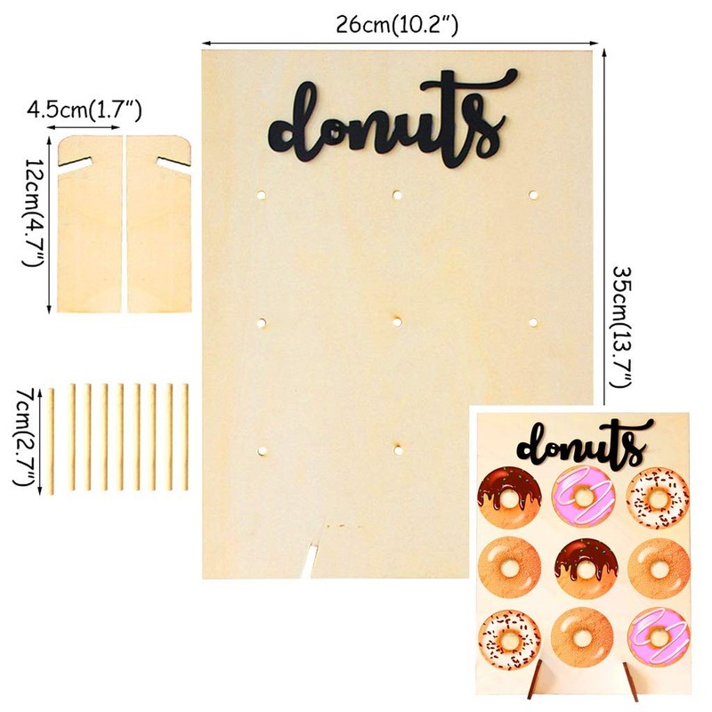 2Pack Donut Display Stand Wood Doughnuts Wall Stands Display Board for Weddin gallery