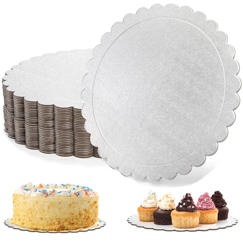 Tebery 15 Pack Round Cake Boards 10-inch Premium Silver Circles silver
