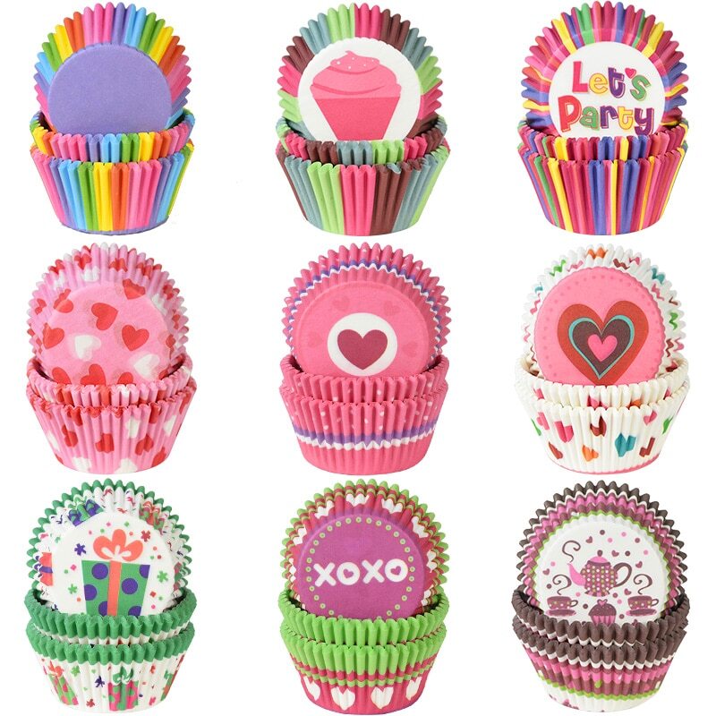 50Pcs Color Random Muffin Cupcake Paper Cups Cupcake Liner Baking Muffin Box Cup