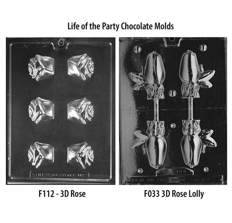 2 New 3D Rose Chocolate Molds F112 and F033