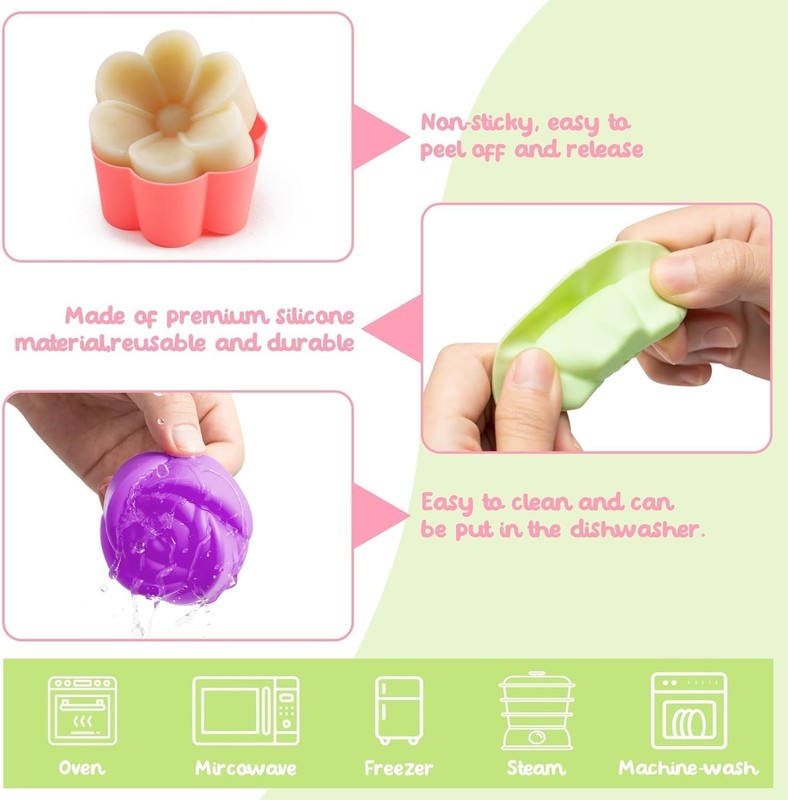 42Pcs Silicone Molds Cupcake Multi Flower Shapes Baking Cups Molds Non-Stick gallery