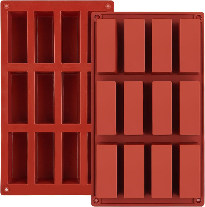 JOERSH 2Pcs Granola Bar Mold Rectangle Silicone Candy Bar Mold Deep for Baking C