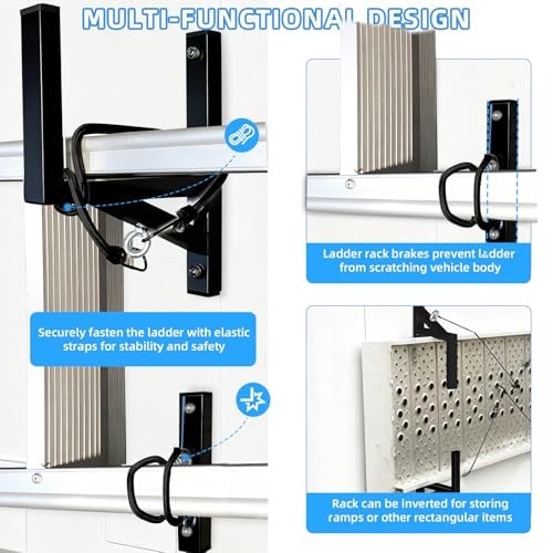 Cargo Trailer Ladder Rack-200lb Load-Carry 1-2 Ladders-Adjustable Black-2pc gallery