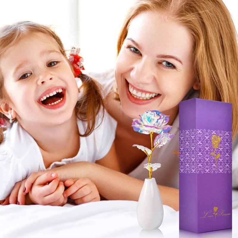 Tmacker Artificial Rose Flower with Vase - Forever Love Gift for Her, Mom, Wife gallery