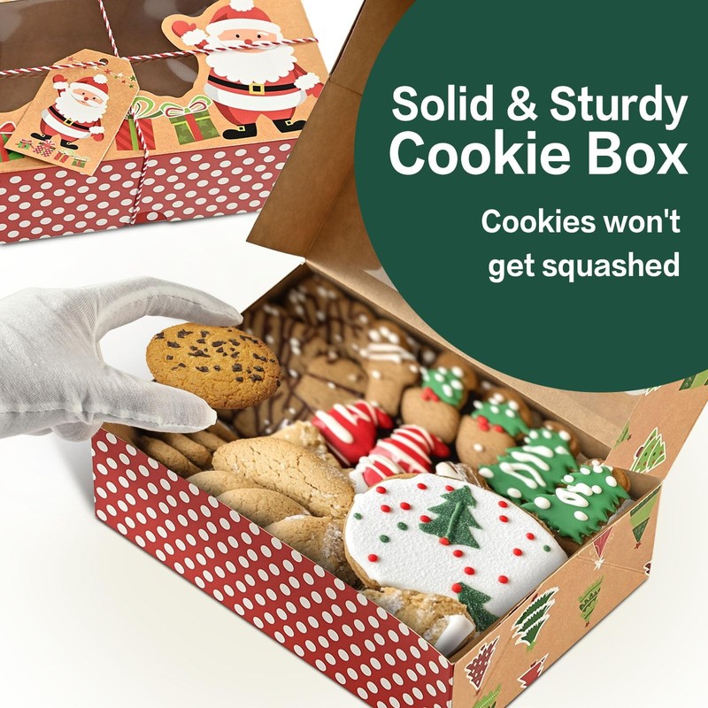 Christmas Cookie Boxes, Large Holiday Treat Tins with Lids, Bakery Gift Boxes... gallery