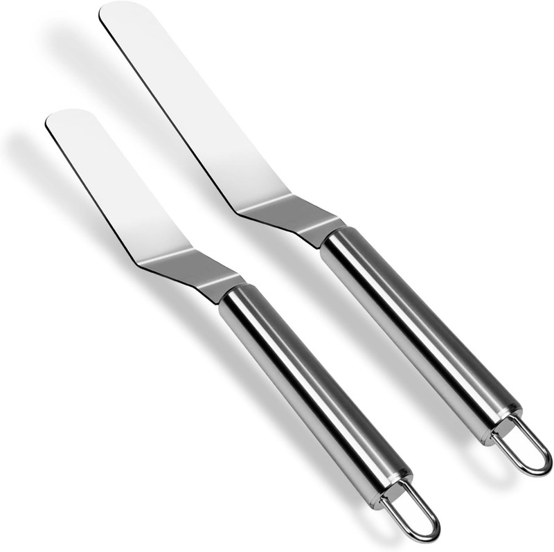 2 Pcs Offset Spatula Set with 6″ & 8″ Blade, Stainless Steel Icing Spatula Cake