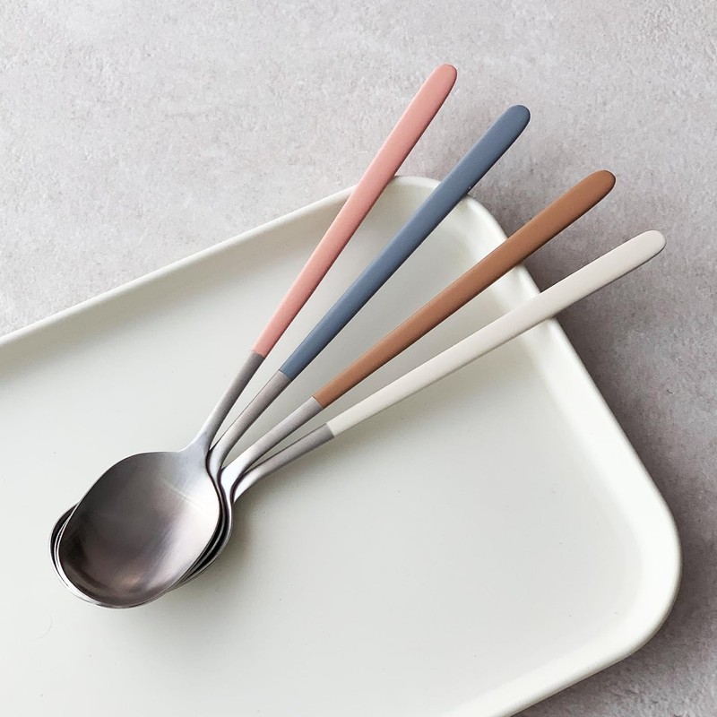 2 PCS Ivory Korean Style Cutlery Stainless Steel Spoon Chopsticks Set gallery