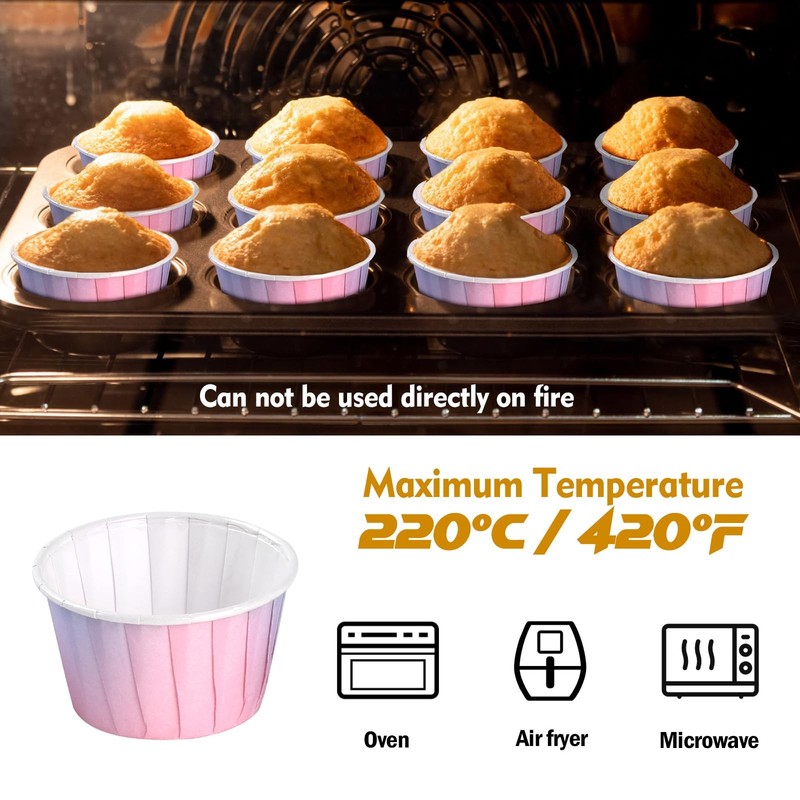 50 PCS Gradient Color Cupcake Liners Paper With Lid Foil Metallic Baking gallery