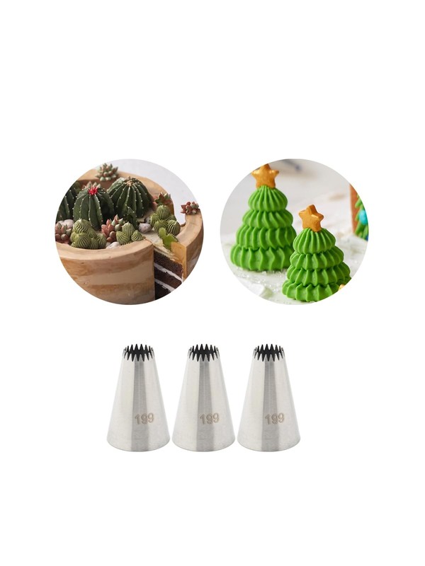 3 PCS #199 Open Star Piping Tip Set For Stars Swirls Shells Drop Flowers