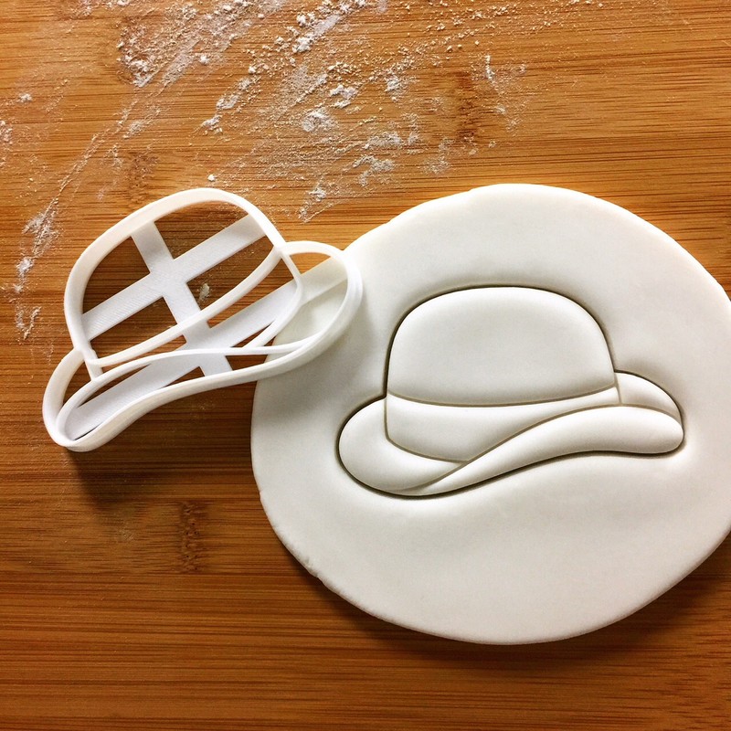 Bowler Hat Cookie Cutter - dapper gentleman mystery fathers day detective retro