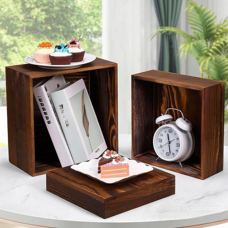 6x Buffet Riser Food Riser Space Saving with Hollow bottoms Wood for Jewelry gallery