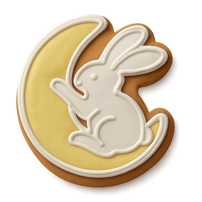 Playful Bunny on Waxing Moon Cookie Cutter & Stamp - 4x4