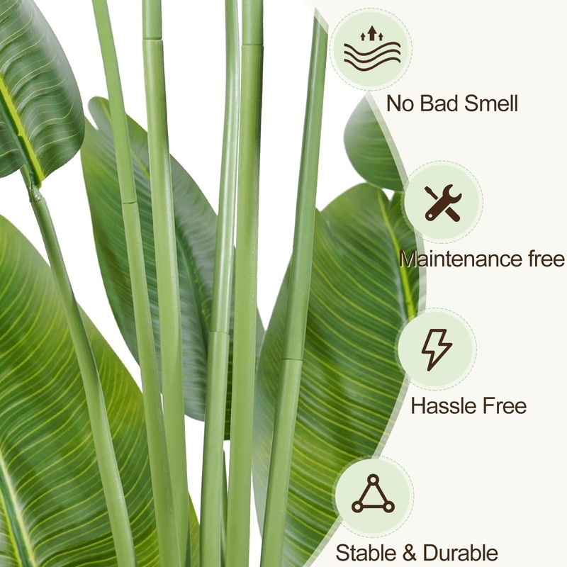 Keeplush Lifelike Bird Of Paradise Artificial Plant6.6Ft Faux Banana Leaf Tree gallery